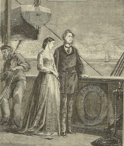 Le Tour du monde en 80 jours, Aouda et Phileas Fogg sur le paquebot