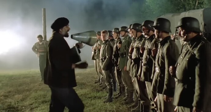 Le régisseur et les comédiens, dans le film de 1960.
