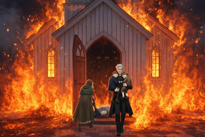 Eglise en feu