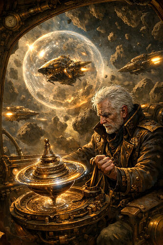 Le capitaine et son gyroscope spatial