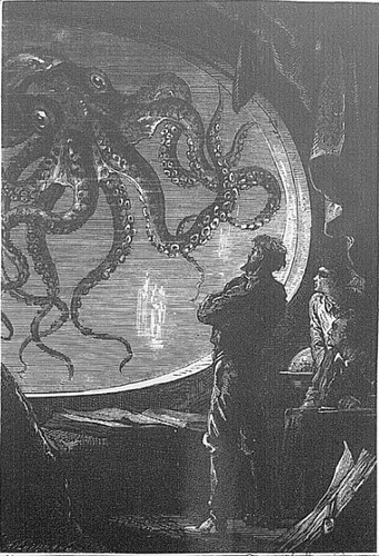 Capitaine Nemo confronté à un calmar géant