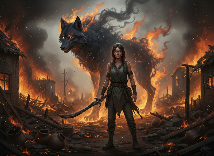 Firefly_Gemini Flash_Une épée courbée à la main. une jeune fille de 20 ans, une longue tresse noire. L'esp 362103